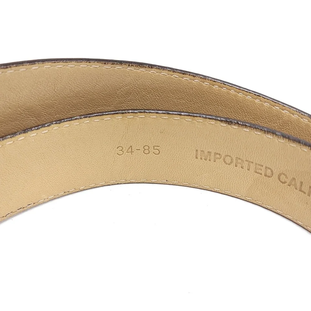 Perry Ellis Portfolio Mens Brown Croc Embossed Leather Belt Made in Italy 34-85